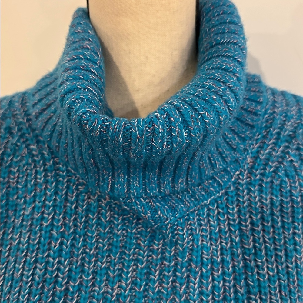 French Connection Teal Cowl Knit TurtleNeck Sweater 8 - Picture 4 of 8